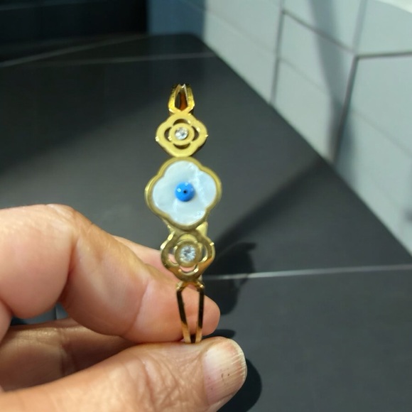 Stainless Steel Cuff Bracelets Evil Eye Drop Oil Blue Eyes. - Picture 2 of 4